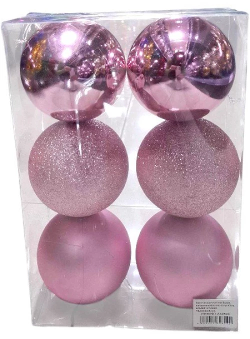 Σετ Χριστουγεννιάτικες μπάλες - 8cm - 6pcs - 326031 - Pink