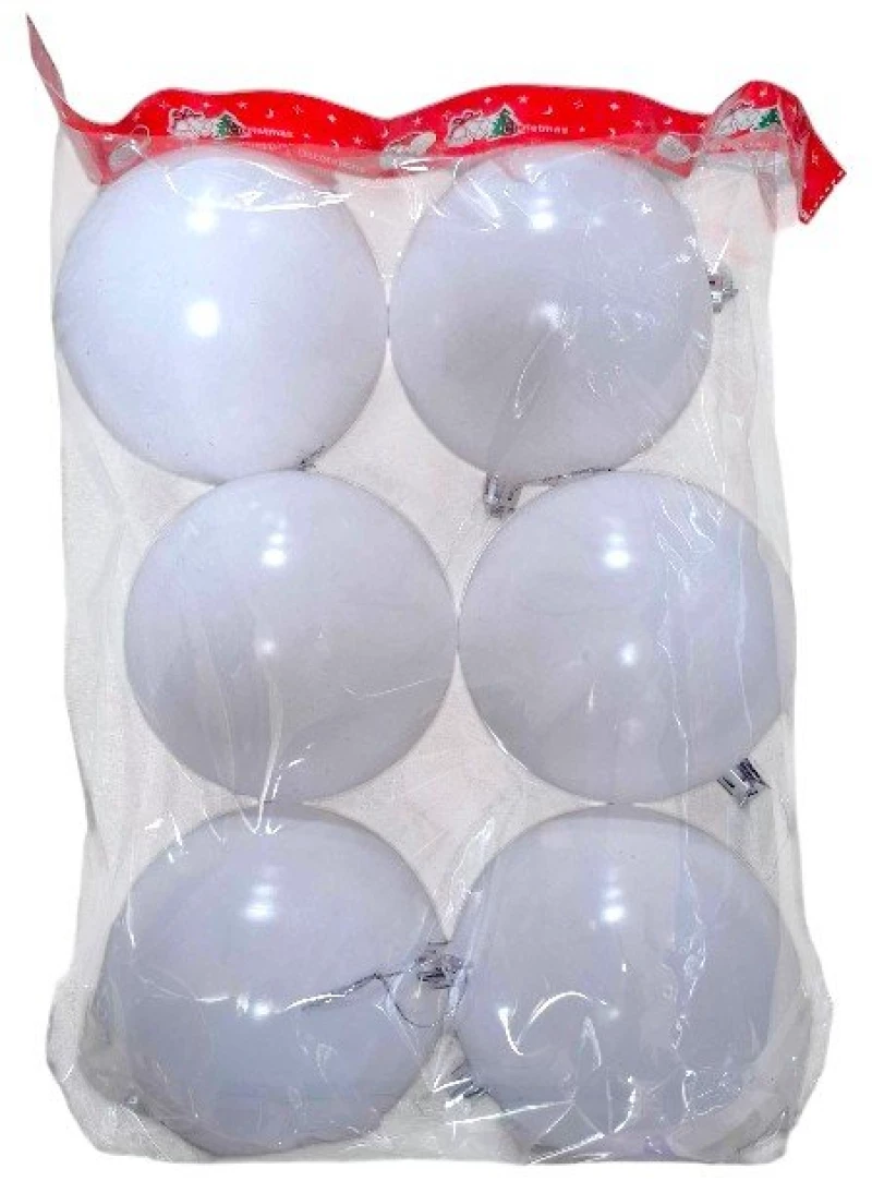Σετ Χριστουγεννιάτικες μπάλες - 10cm - 6pcs - 326024 - White