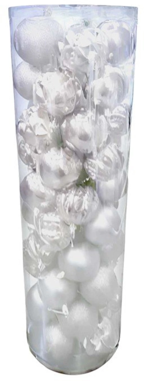 Σετ Χριστουγεννιάτικες μπάλες - 8cm - 50pcs - 326116 - White