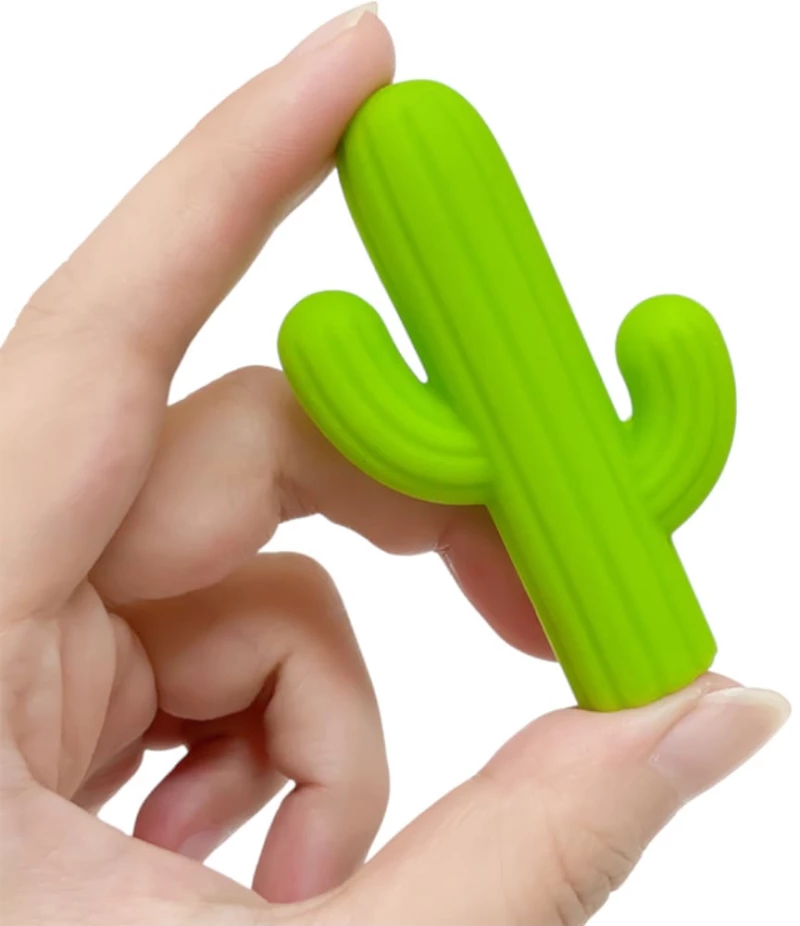 Dark Green Cactus Αισθητηριακό μασώμενο παιχνίδι σιλικόνης για μολύβι, (6x4x1,4εκ)