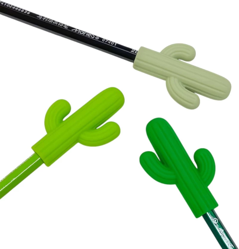 Dark Green Cactus Αισθητηριακό μασώμενο παιχνίδι σιλικόνης για μολύβι, (6x4x1,4εκ)