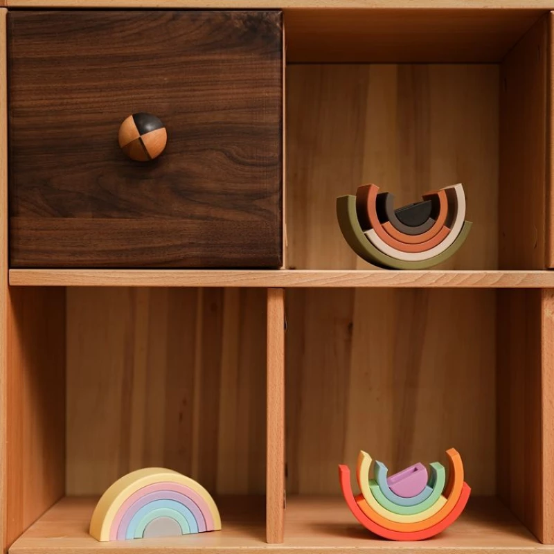 Montessori Εκπαιδευτικό Παιχνίδι Στοίβαξης Παζλ Σιλικόνης Rainbow Baby Stacking κοραλι