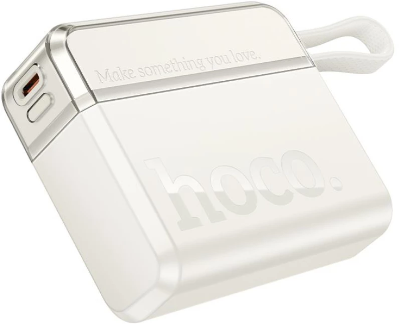 HOCO Q38 EXCELLENT POWERBANK, ΜΕ ΚΑΛΩΔΙΟ TYPE-C, 10.000MAH, ΛΕΥΚΟ