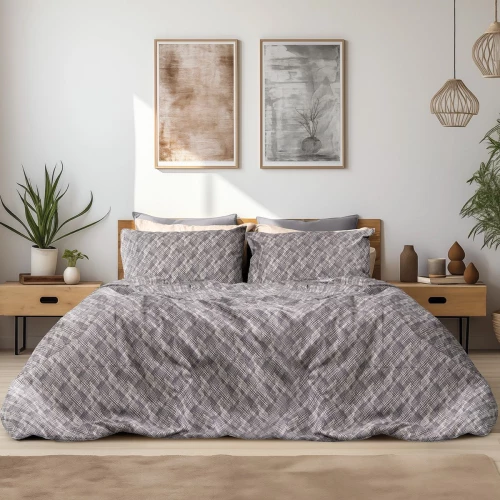 Beauty Home Σετ παπλωματοθήκη φανελένια μονή Leonardo Art 12333 160x240 Γκρι