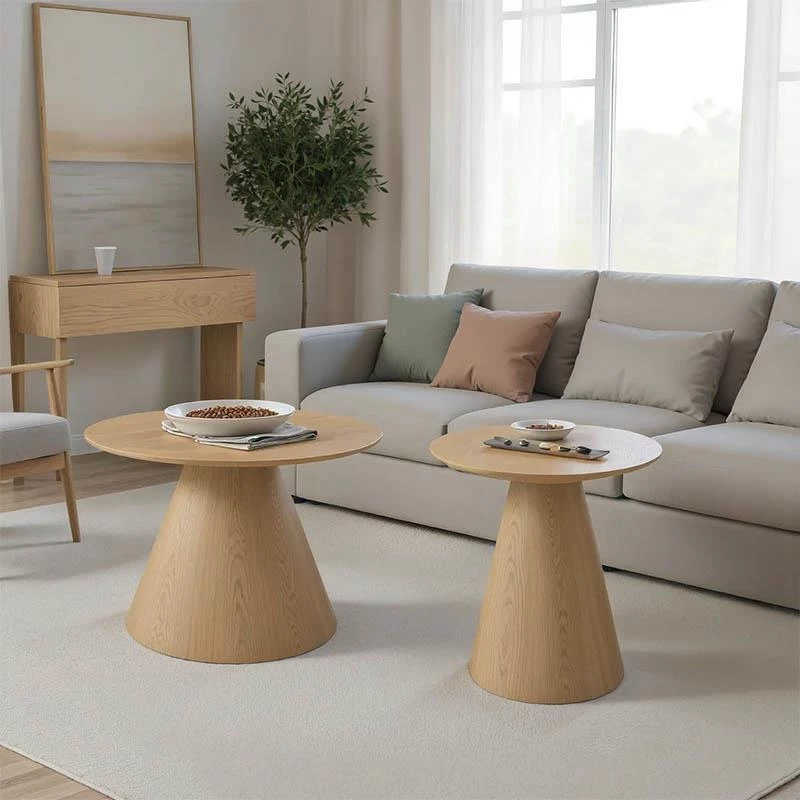 Tραπέζια σαλονιού Donda mdf-μέταλλο σετ 2τεμ. sonoma 60x60x46 εκ.