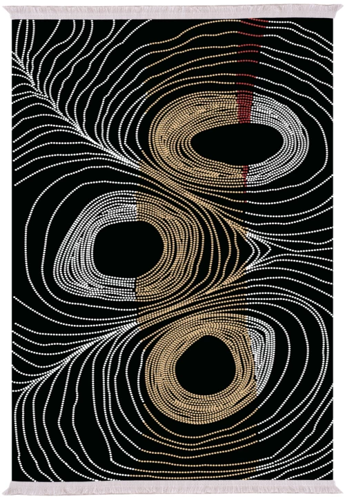 ΧΑΛΙ ΣΑΛΟΝΙΟΥ ME ΚΡΟΣΙΑ JOSIANE ΜΑΥΡΟ - ΧΡΥΣΟ - ΓΚΡΙ HM7723.27 180X280 εκ.