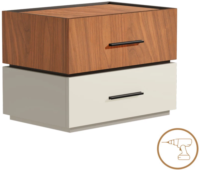 Κομοδίνο Sonlen pakoworld mdf σε καρυδί-μπεζ απόχρωση 60x40x44.5εκ