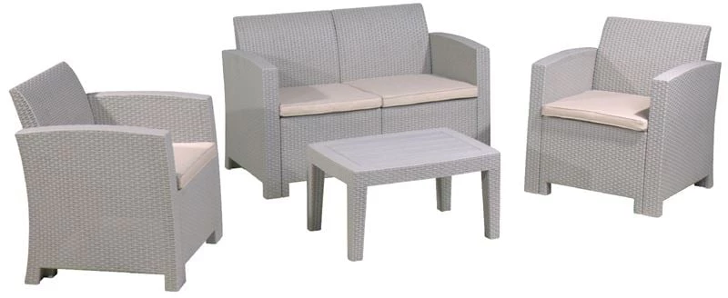 SAVANNA Set Σαλόνι Κήπου Βεράντας K/D, PP-UV Sand Grey Μαξιλάρια Μπεζ