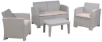 SAVANNA Set Σαλόνι Κήπου Βεράντας K/D, PP-UV Sand Grey Μαξιλάρια Μπεζ