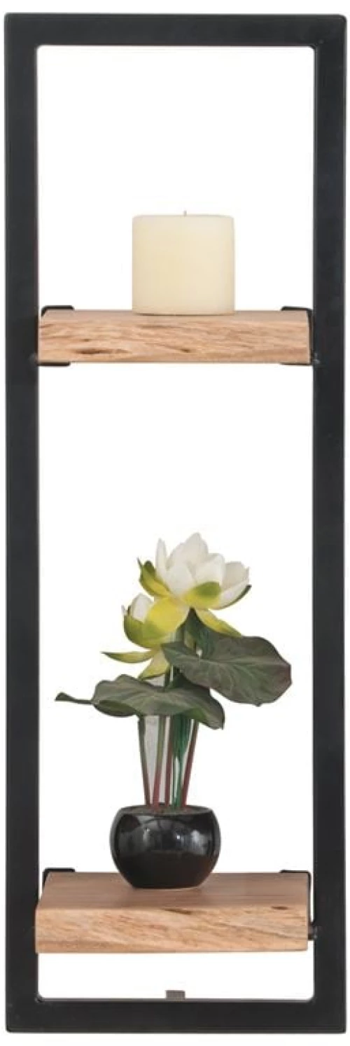 LIZARD Frame Ράφι Μέταλλο Βαφή Μαύρο, Ξύλο Ακακία Φυσικό