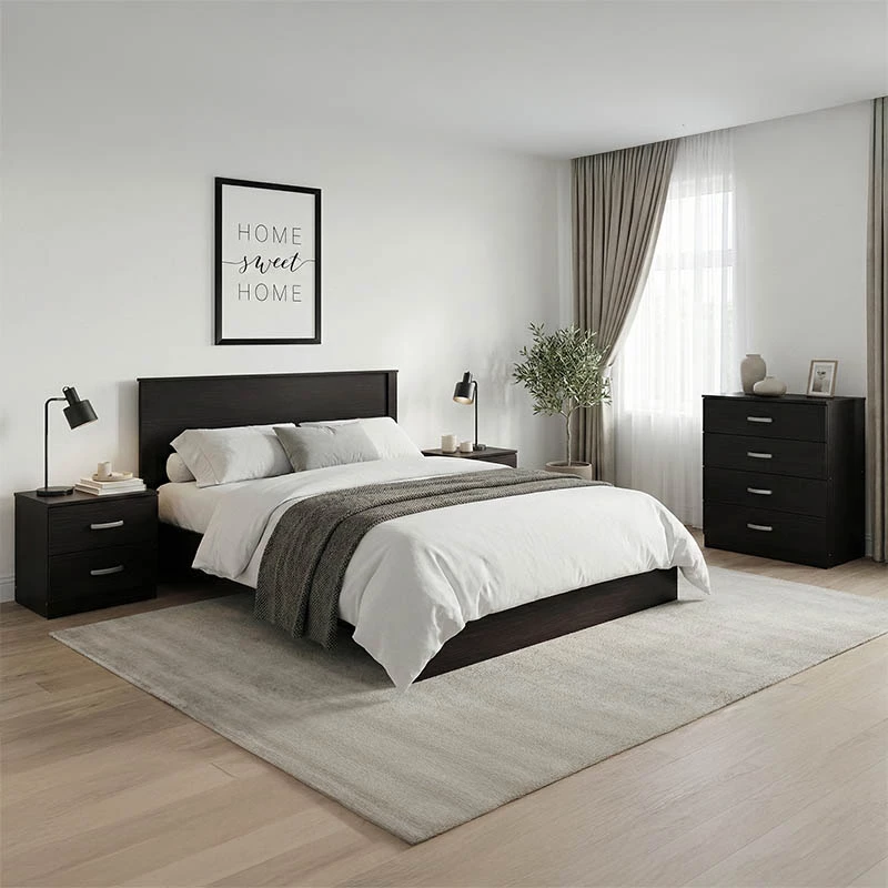 Σετ Κρεβατοκάμαρας Athos Wenge με Κρεβάτι 140x200εκ Σετ 4τεμ