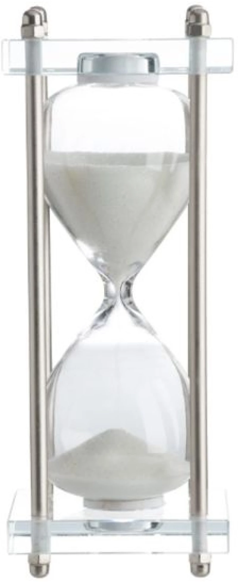 Κλεψύδρα Διακοσμητική Γυάλινη Hourglass Σε Βάση Με Λευκή Άμμο