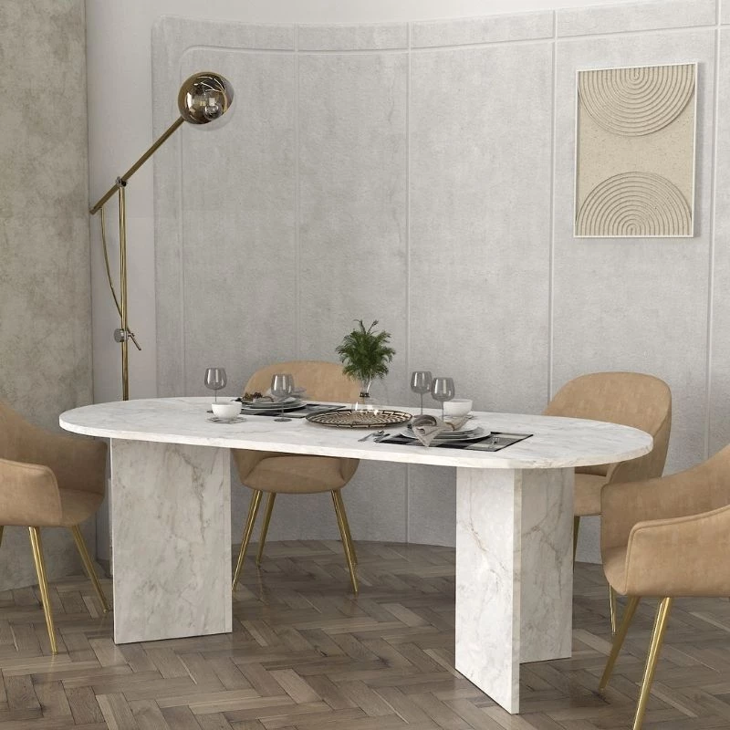 Τραπέζι Cortado χρώμα λευκό εφέ μαρμάρου 200x90x74εκ.