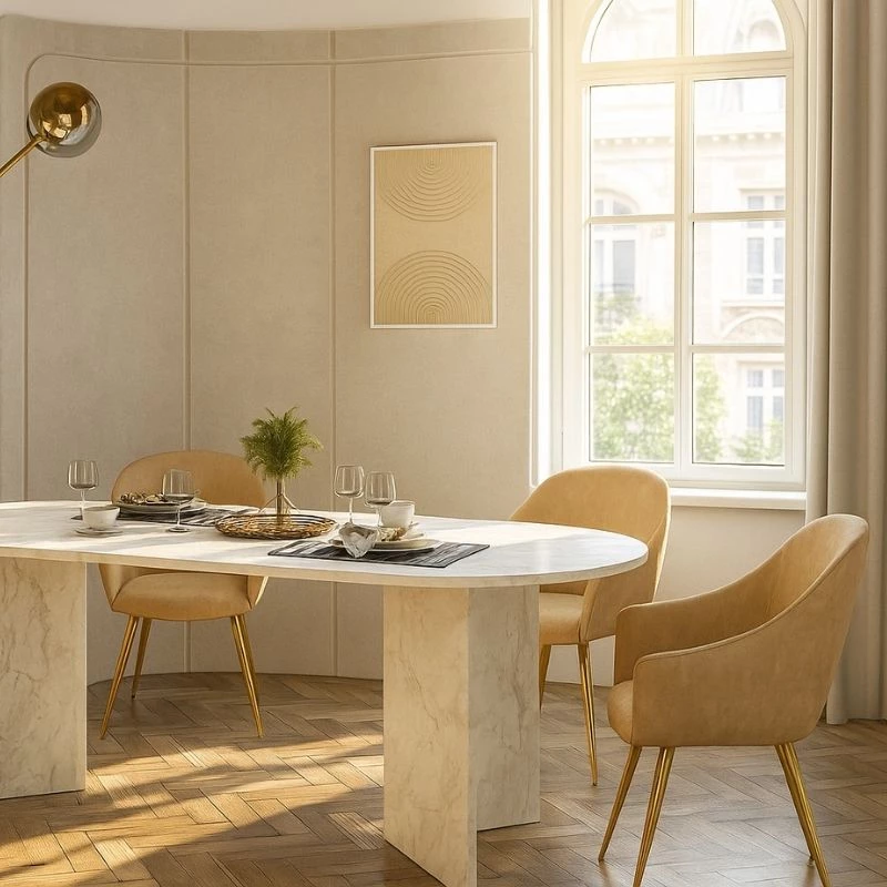 Τραπέζι Cortado χρώμα λευκό εφέ μαρμάρου 200x90x74εκ.