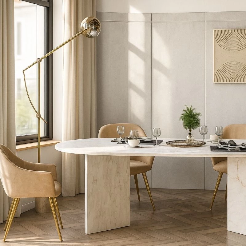 Τραπέζι Cortado χρώμα λευκό εφέ μαρμάρου 200x90x74εκ.