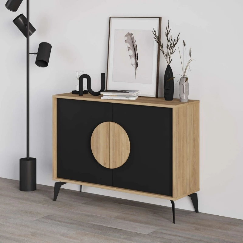 Μπουφές Gora χρώμα sapphire oak - silky black 110x40x82εκ.