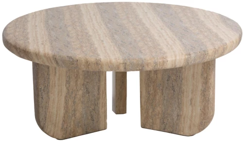 Frey Travertine στρογγυλό τραπεζάκι εξωτερικού χώρου από τσιμέντο με εφέ μαρμάρου 91x38 εκ