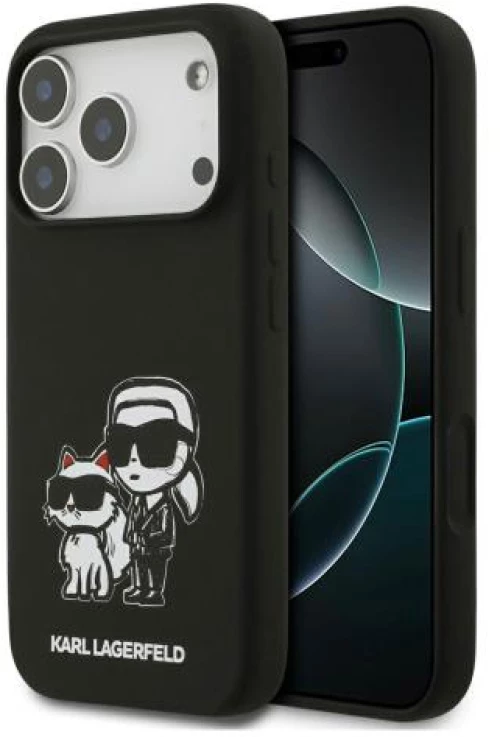 Θήκη Σιλικόνης Karl Lagerfeld Apple iPhone 17 Pro Sketch & Logo Karl & Choupette Μαύρο