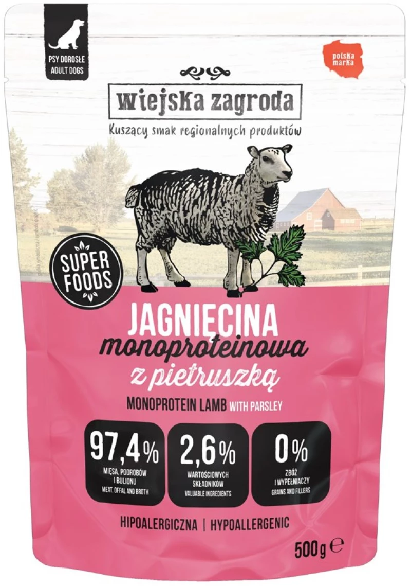 WIEJSKA ZAGRODA Monoprotein Lamb - wet dog food - 500g