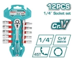 TOTAL THT14114126 Σετ καστάνια 1/4'' με καρυδάκια 12 τεμάχια