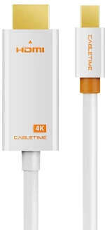CABLETIME καλώδιο mini DisplayPort σε HDMI CT-AV588-03G4K, 4K/30Hz, 1m, λευκό