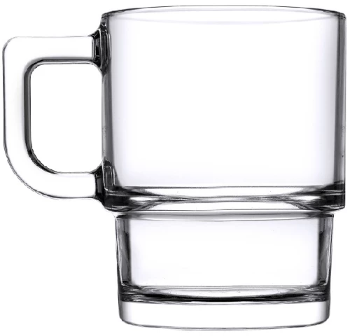 Hill Mug γυάλινο διάφανο φλυτζάνι με χερούλι σετ δύο τεμαχίων 6x10 εκ 320ml