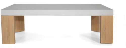 Rossano χαμηλό τραπέζι με ξύλινη βάση και επιφάνεια terrazzo σε λευκή απόχρωση 132x76x41 εκ