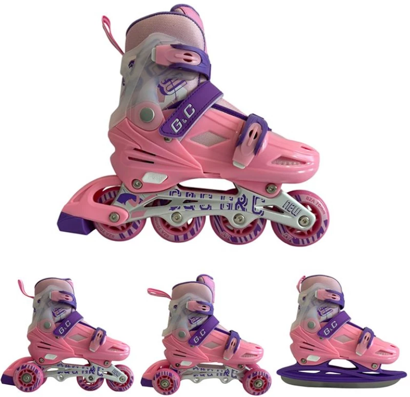 Αυξομειούμενα Roller GC BW125 ΣΕΤ 4 ΣΕ 1 INLINE SKATES  Ροζ/Μωβ- Large(39-42) - 10-03-005