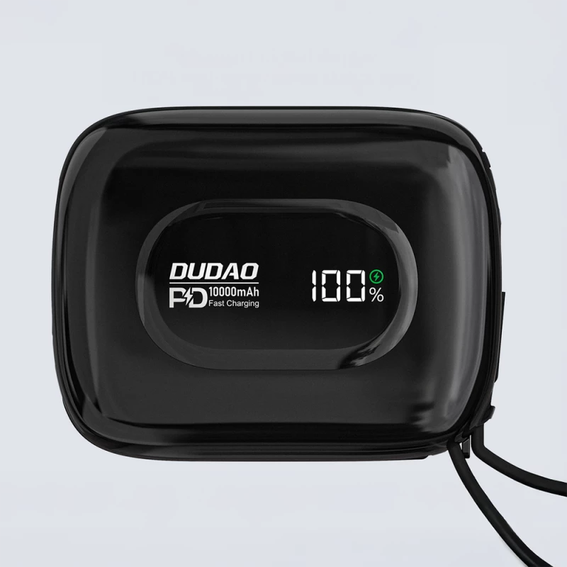 Dudao K32 Powerbank 22.5W 10000 mAh with Built-in USB-C/ Lightning Cable - Black