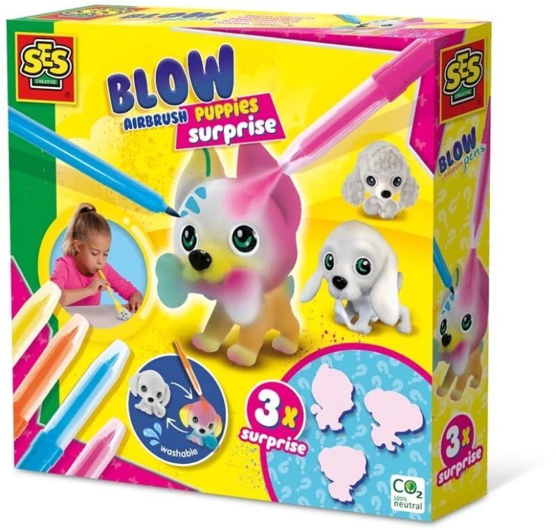 SES Creative - Blow Pens - Decorate 3 Puppies - (S14333) / Toys