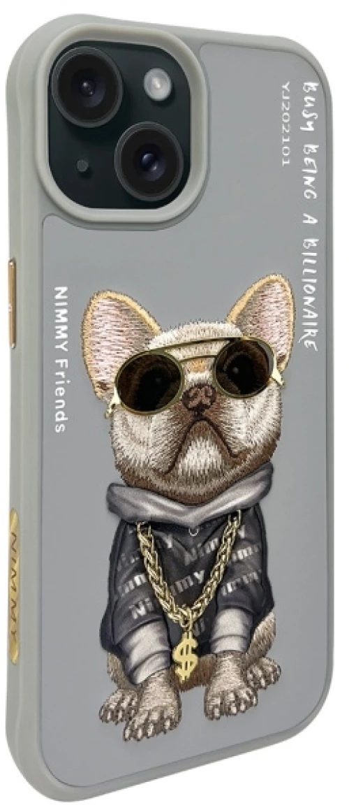 Nimmy Glasses Cool Dog iPhone 15 Case - Gray