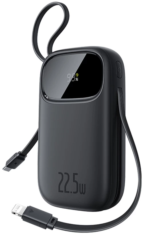 Baseus EnerFill FC31 20000mAh 22.5W Powerbank with Digital Display and 2 Built-in Cables (USB-C + Lightning) - Black