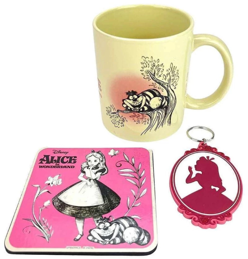 Disney Mug, Coaster and Keychain Set Alice in Wonderland Vintage