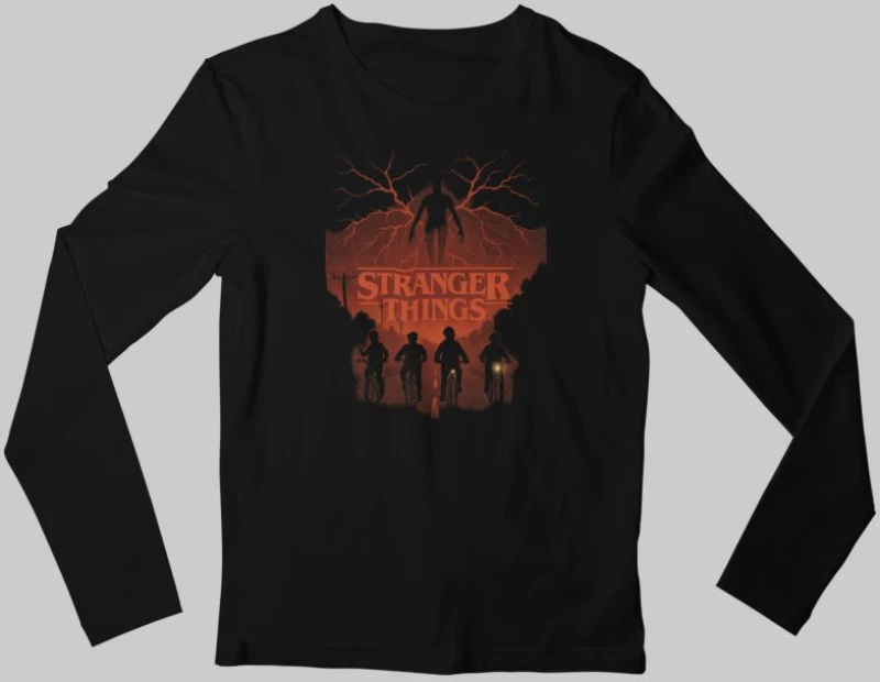 Stranger Things Night Riders Παιδικό Μακρυμάνικο T-shirt - BLACK