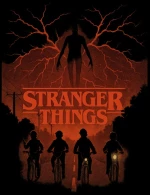 Stranger Things Night Riders W T-shirt - BLACK