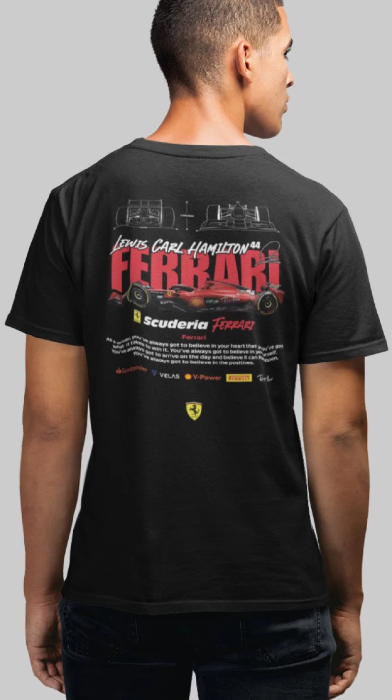 Hamilton x Ferrari T-Shirt - BLACK