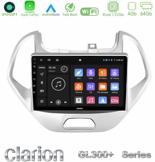 Clarion GL300+ Series 4Core Android11 4+64GB Ford KA 2016-2020 Navigation Multimedia Tablet 9" U-GL34-FD0767