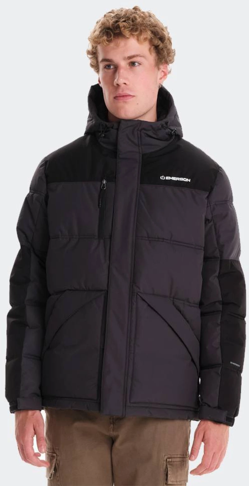 EMERSON Men's Hooded Puffer Jacket - 242.EM10.58-EBONY-BLACK