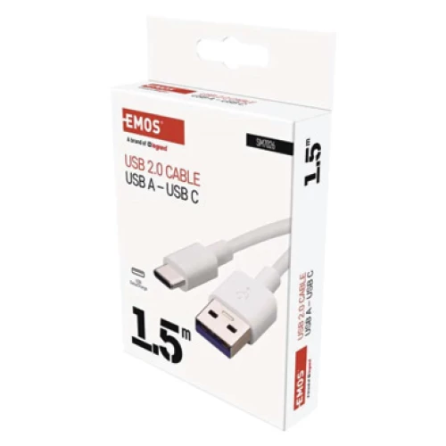 Καλώδιο 1,5m USB 2.0AC Λευκό 22,5W SM7026 Emos SM7026