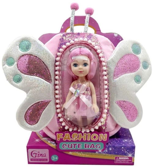 Τσάντα Πλάτης με Κούκλα Ροζ Luna Toys 20x9x27,5εκ. 000623230