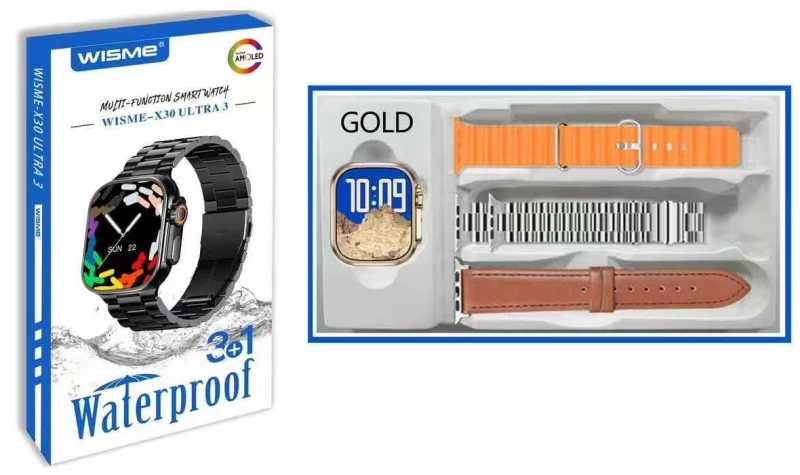 Σετ Smartwatch με 3 λουράκια - WISME-X30 - 750278 - Orange
