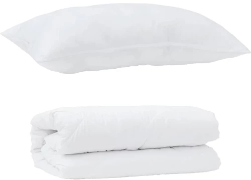 vidaXL Πάπλωμα με μαξιλάρι 2 pcs Λευκό 140 x 220 cm Μικροΐνες