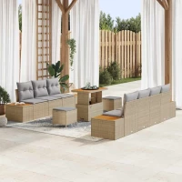 vidaXL Σετ Καναπέ Κήπου 10 pcs Μπεζ, Ανοιχτό Γκρι 90 x 55 x 71 cm