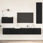 vidaXL Τηλεοπτική Κάβα Τοίχου 4 pcs Μαύρη δρυς 200 x 30 x 30 cm
