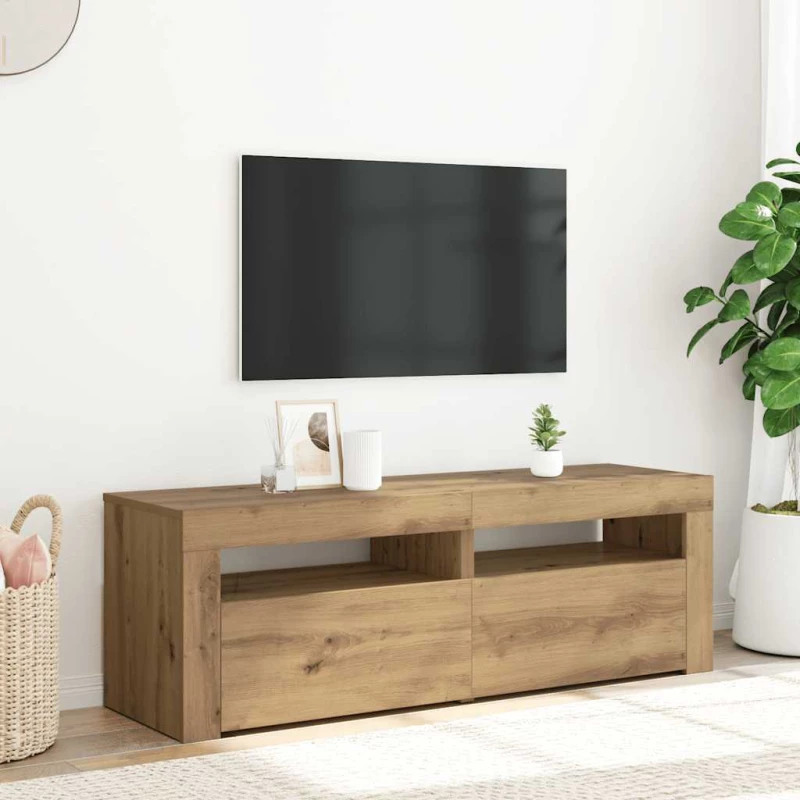 vidaXL Έπιπλο Τηλεόρασης με LED Αρτισιανή Δρυς 120x35x40 εκ Επεξ.Ξύλο