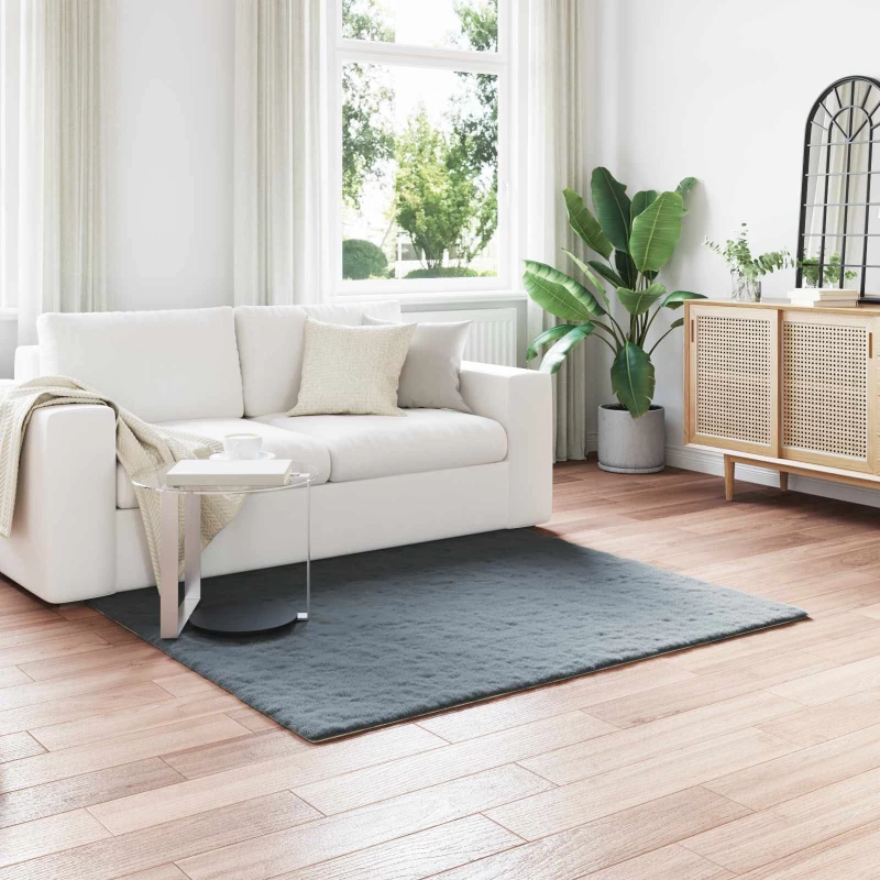 vidaXL Χαλιά Ψεύτικου Κουνελιού Olite Ανθρακί 120 x 120 cm Πολυεστέρας