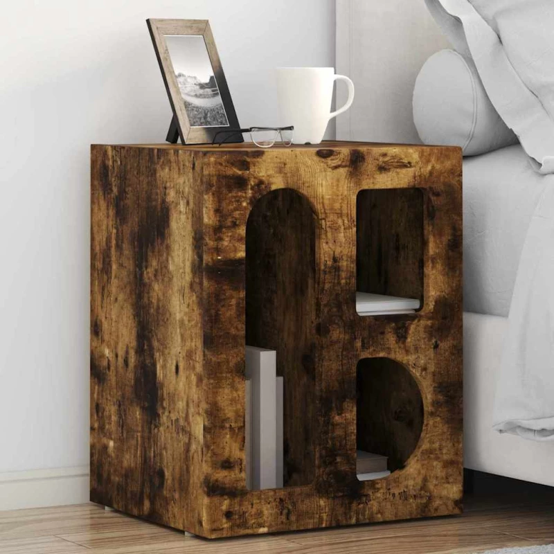 vidaXL Κομοδίνο Καπνιστό Δρύς 40 x 35 x 50 εκ. Επεξεργασμένο ξύλο