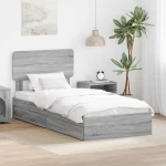 vidaXL Κρεβάτι Αποθήκης Γκρίζο Σονομα 90 x 190 cm Επεξεργασμένο ξύλο
