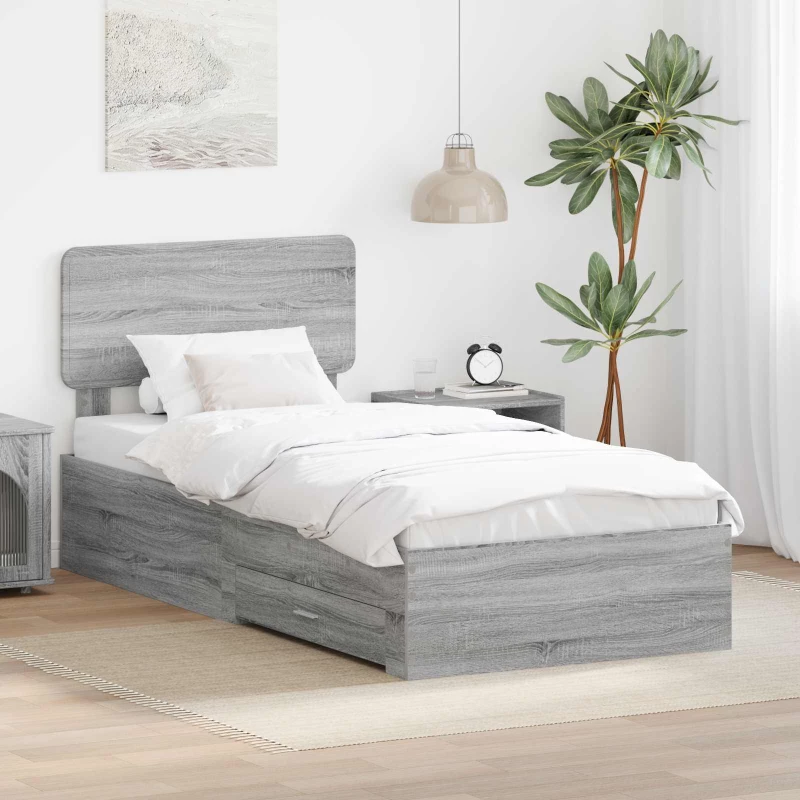 vidaXL Σκελετός Κρεβατιού Γκρίζο Σονομα 90 x 200 cm Επεξεργασμένο ξύλο