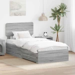 vidaXL Σκελετός Κρεβατιού Γκρίζο Σονομα 90 x 200 cm Επεξεργασμένο ξύλο